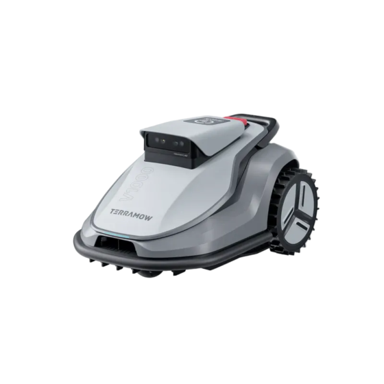 TerraMow V1000 robotic lawn mower front three-quarter view